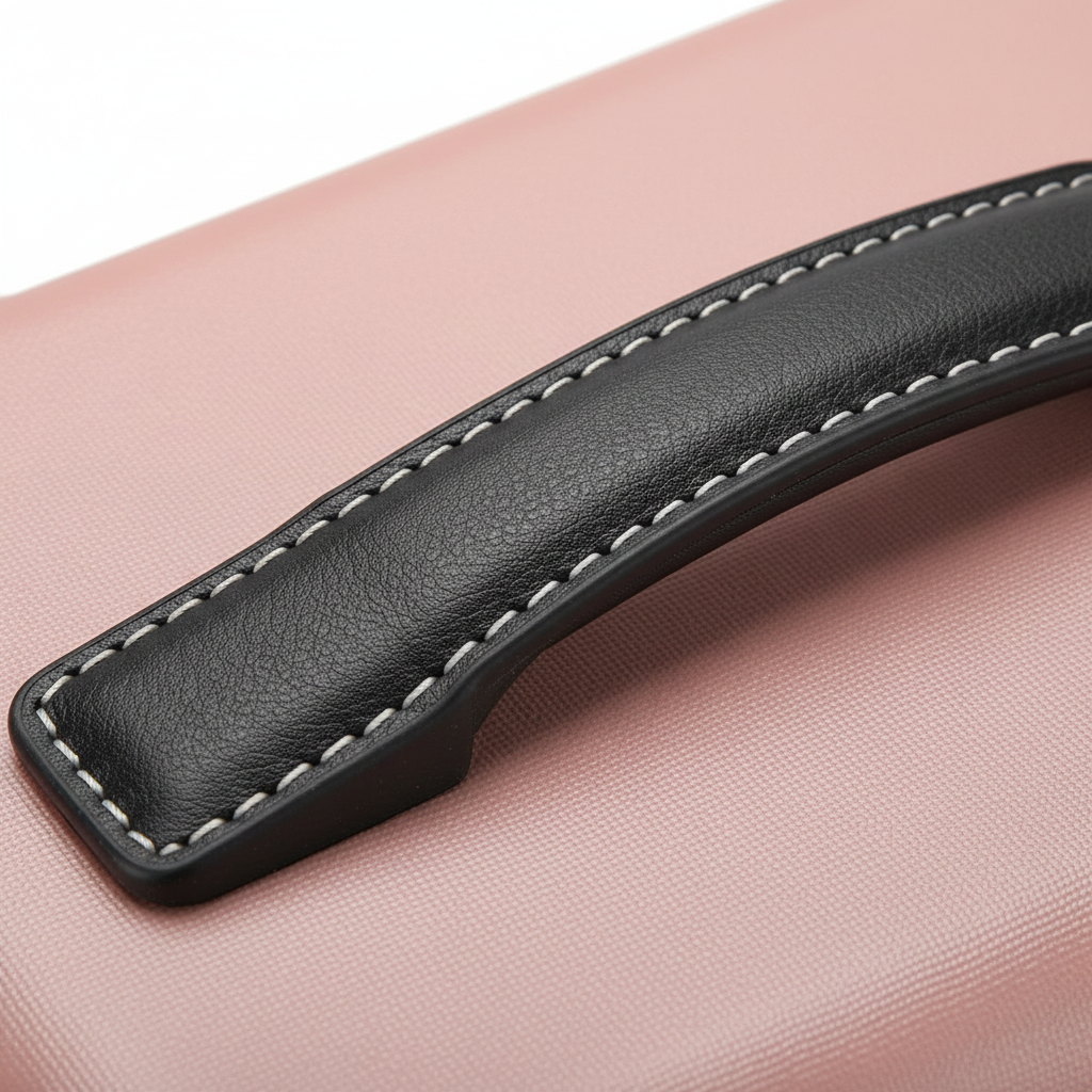Textured pastel shell macro with leather stitch detail